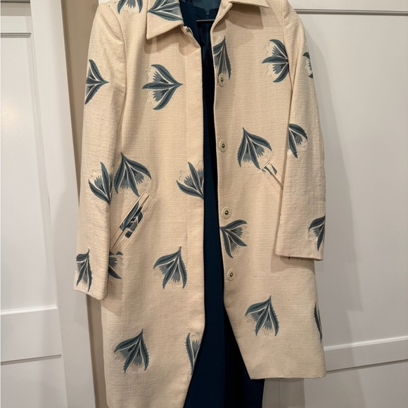 Brooks Brothers set- embroidered Floral jacket w/ coordinating solid teal dress - Picture 2 of 10